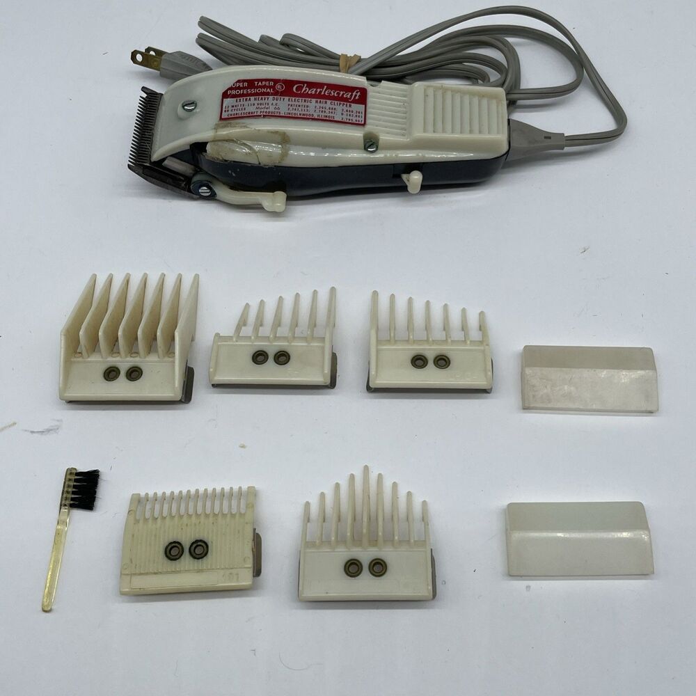 Charlescraft Model 66 VTG Electric Hair Clippers Heavy Duty 12 Watt W/ Guards
